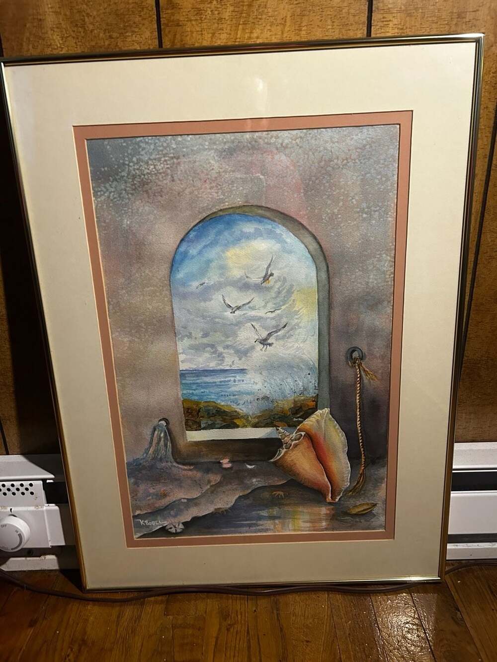 Katherine Bobel The Old Sea Wall Framed Watercolor Ocean Art Print